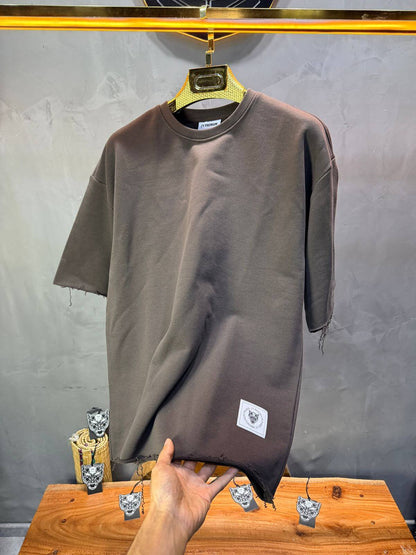 T-Shirt Oversize Dark brown  – Tissu Épais  42