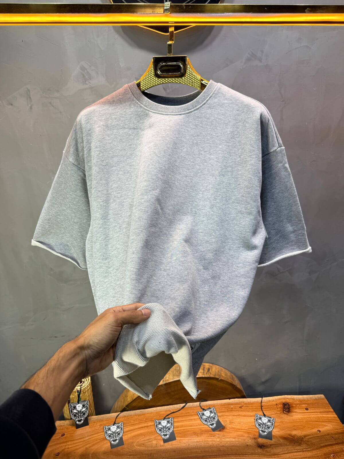 T-Shirt Oversize Light Gray – Tissu Épais  42
