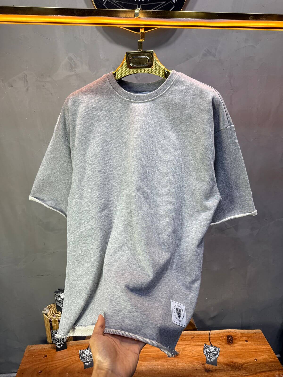 T-Shirt Oversize Light Gray – Tissu Épais  42