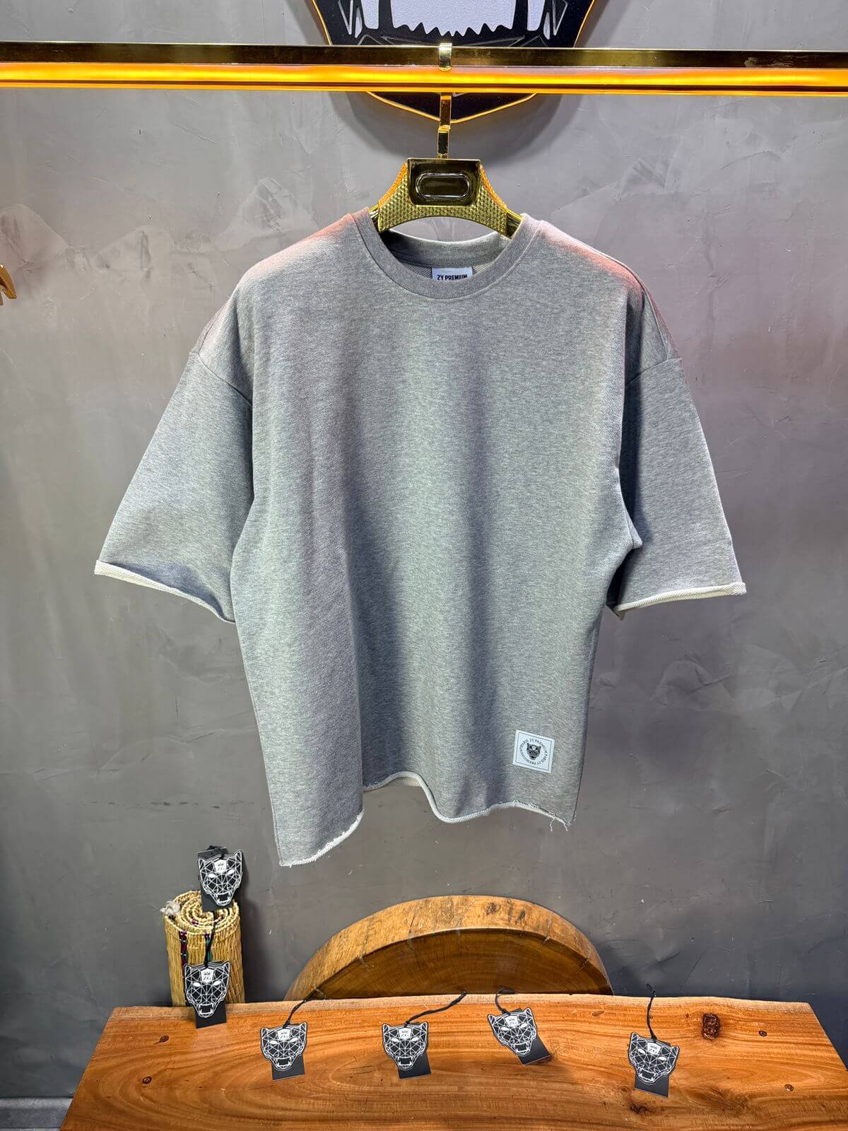 T-Shirt Oversize Light Gray – Tissu Épais  42