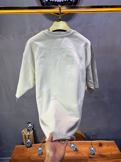 T-Shirt Oversize Off-White / Cream – Tissu Épais  42