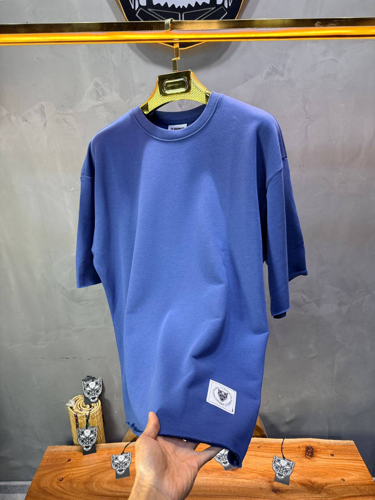 T-Shirt Oversize Steel Blue – Tissu Épais  42