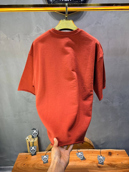 T-Shirt Oversize Rust Orange  – Tissu Épais  42