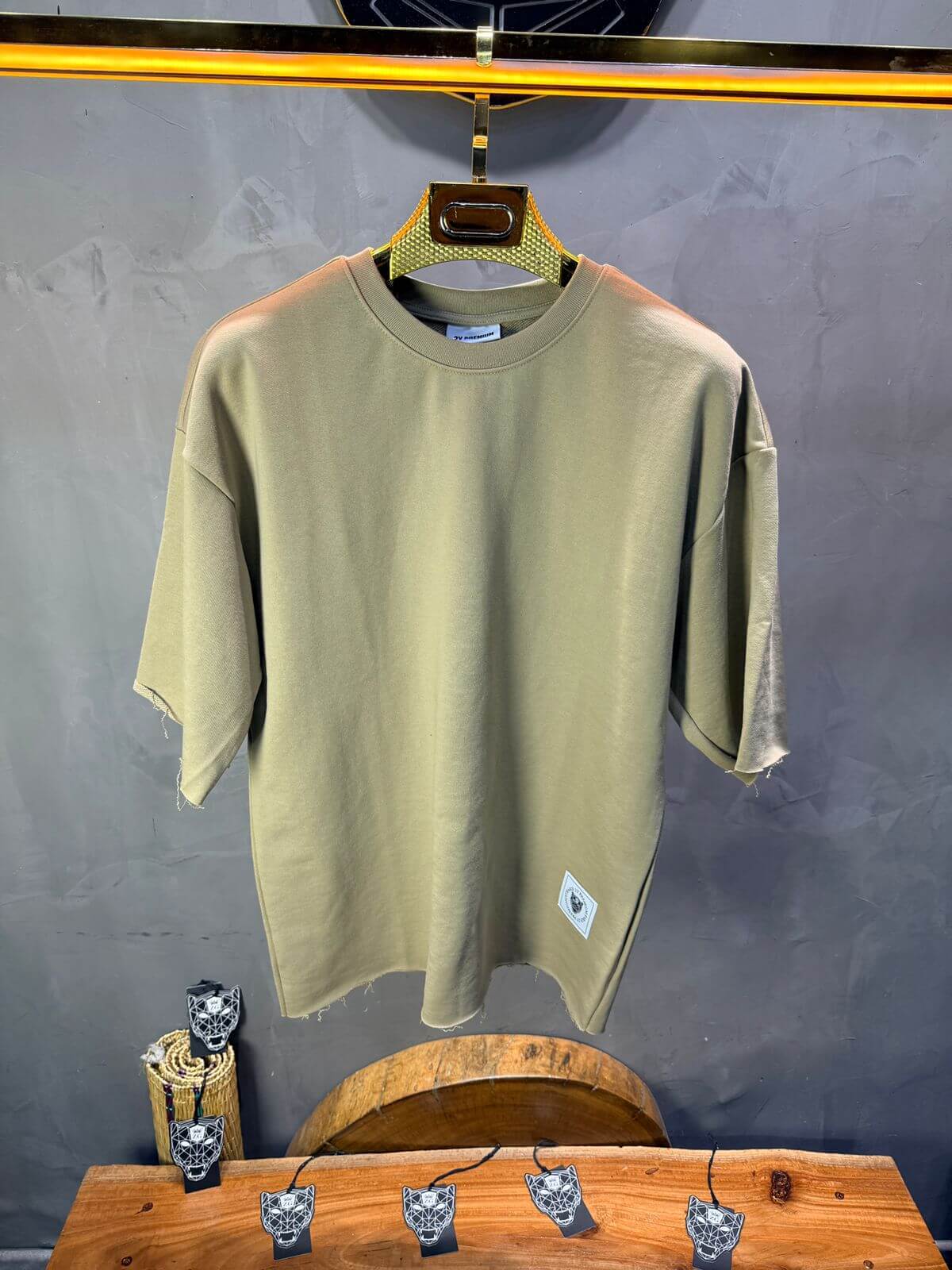 T-Shirt Oversize  Olive Beige  – Tissu Épais  42