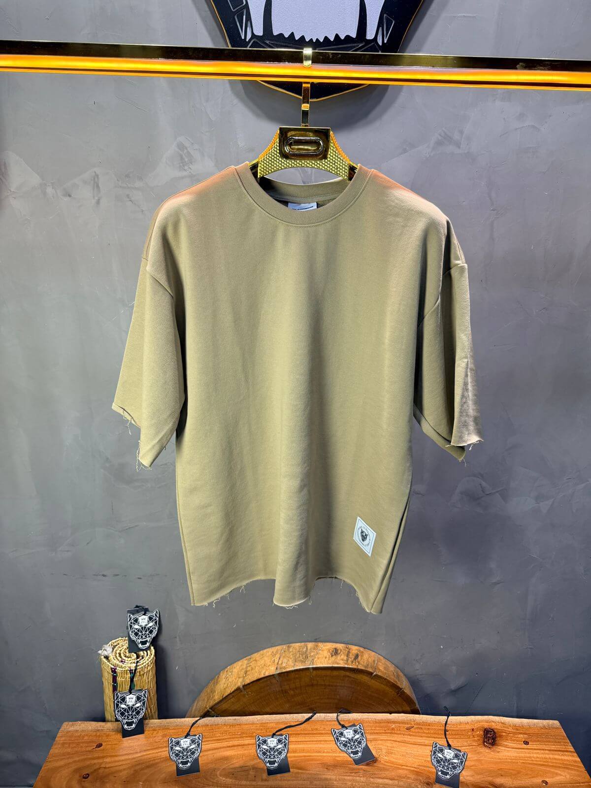 T-Shirt Oversize  Olive Beige  – Tissu Épais  42