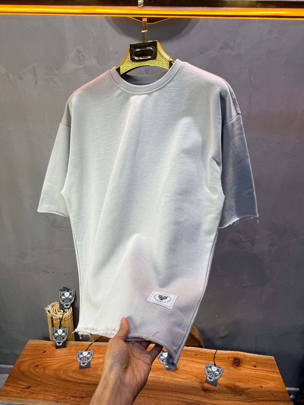 T-Shirt Oversize Light Blue Gray – Tissu Épais  42