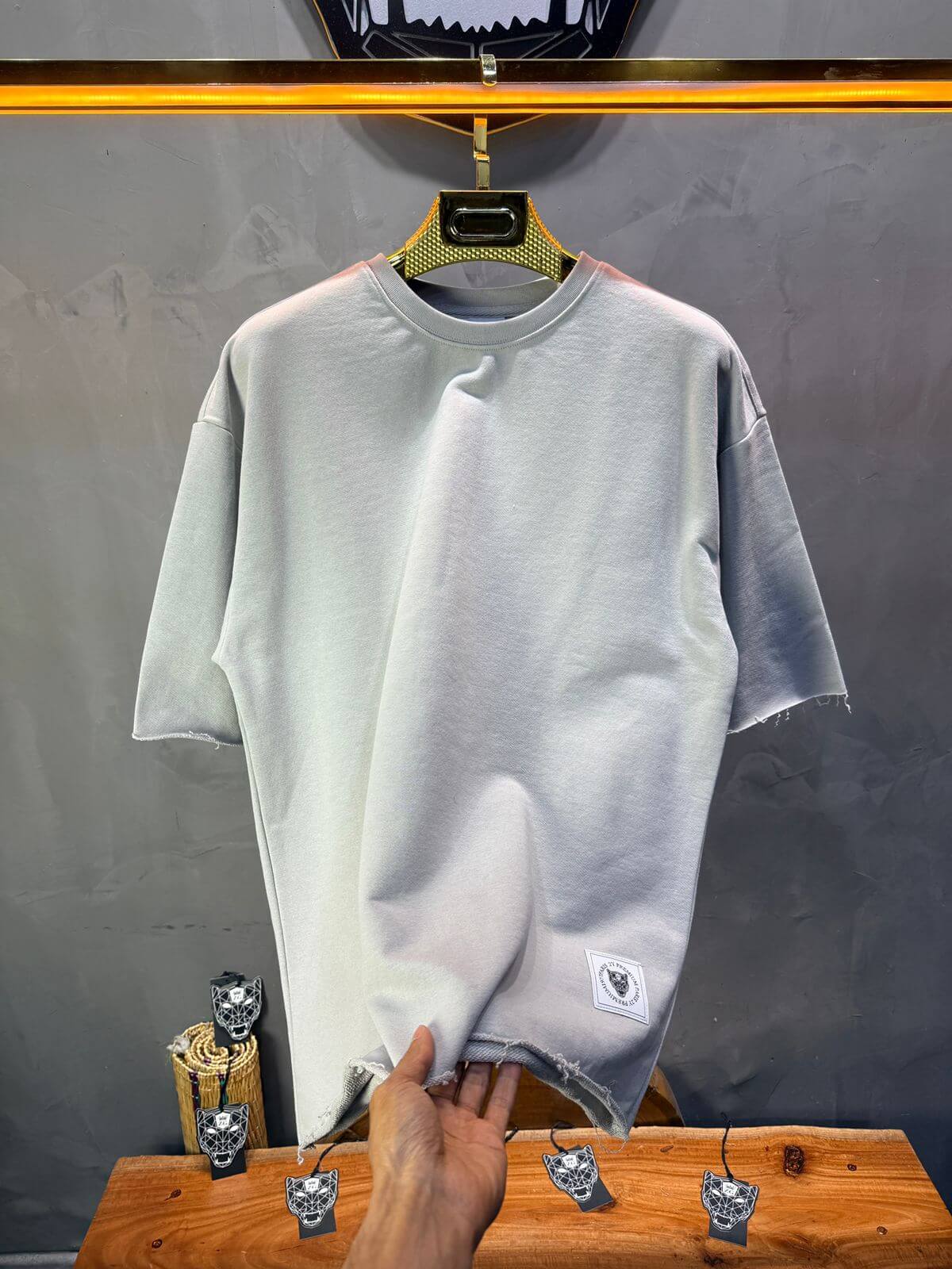 T-Shirt Oversize Light Blue Gray – Tissu Épais  42