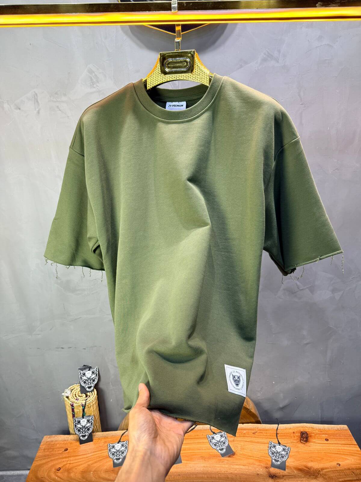 T-Shirt Oversize Army Green  – Tissu Épais  42