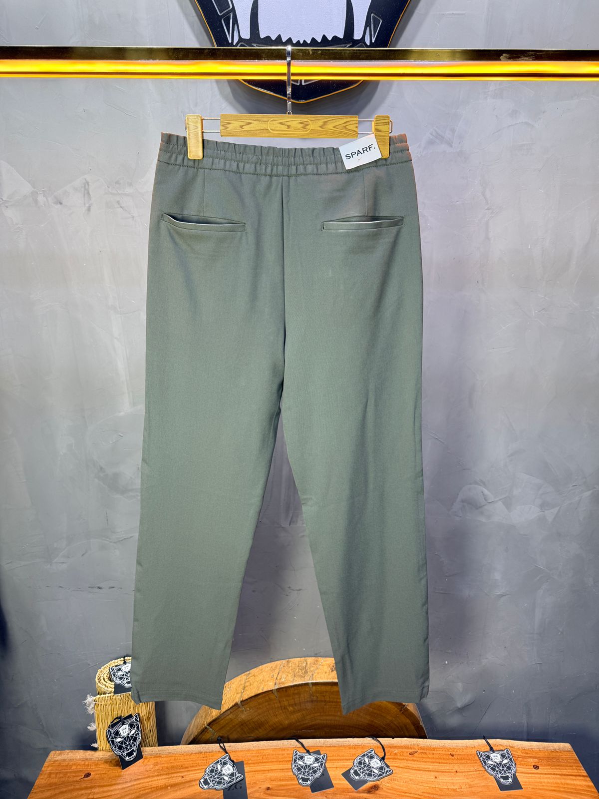 Pantalon Élégant Green Coupe Droite