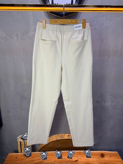 Pantalon Élégant Écru Coupe Droite