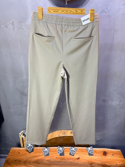 Pantalon Élégant Beige Coupe Droite