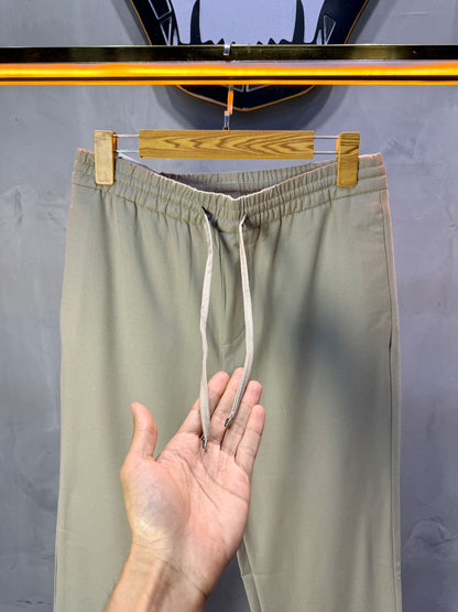 Pantalon Élégant Beige Coupe Droite