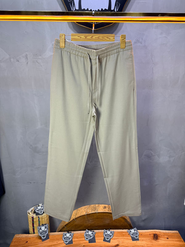 Pantalon Élégant Beige Coupe Droite