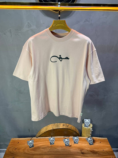 T-Shirt Oversize Rose Pastel Broderie Calligraphie "حق" Arabe 5052