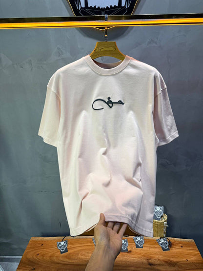 T-Shirt Oversize Rose Pastel Broderie Calligraphie "حق" Arabe 5052