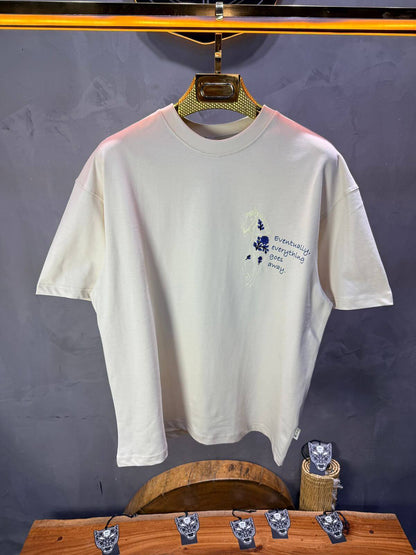 T-Shirt Beige Oversize Broderie Cheval 5054