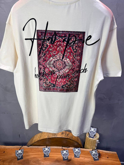 T-Shirt Oversize Beige — Tapis Persan Rouge 5064