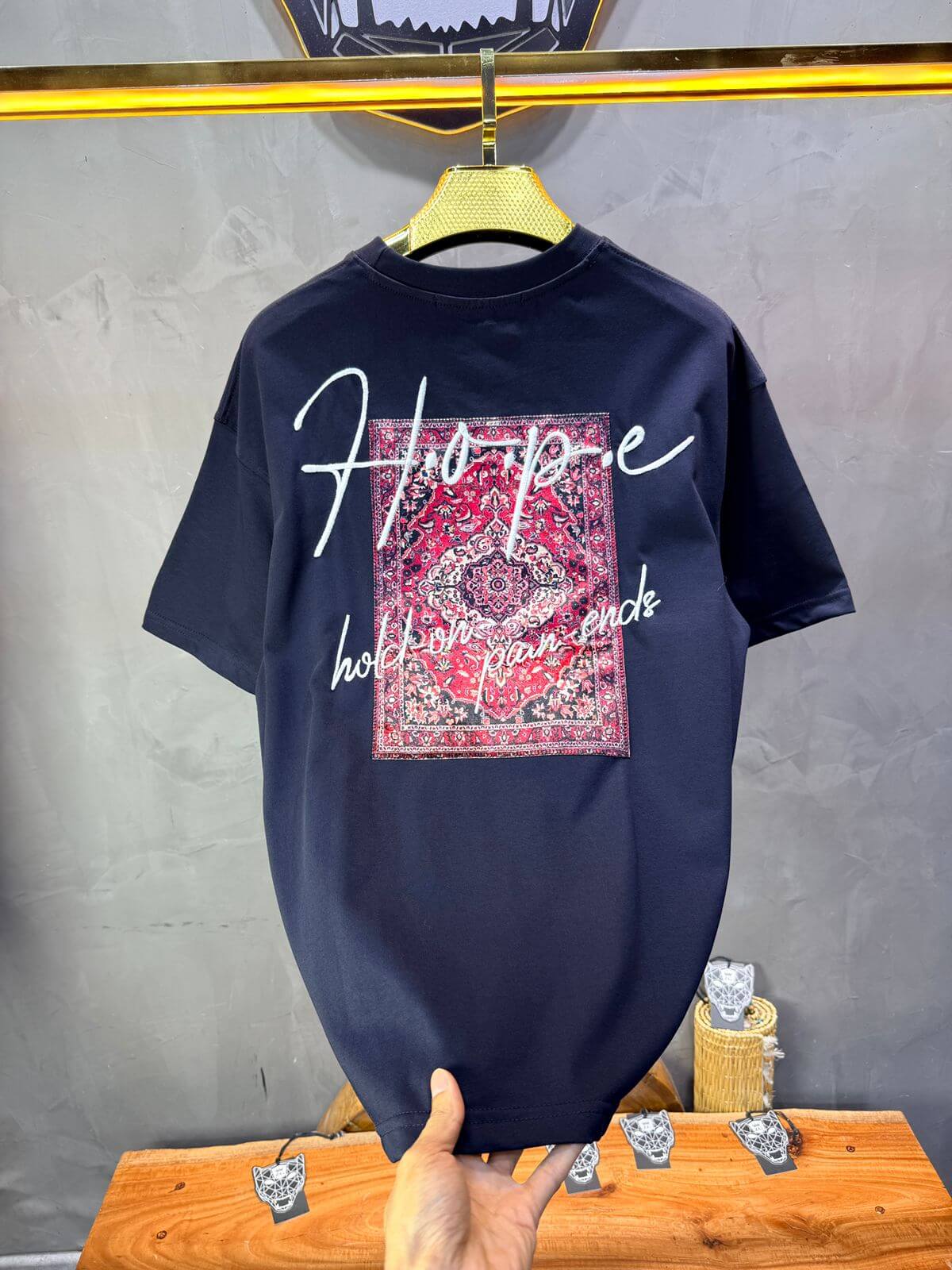 T-Shirt Oversize Navy Blue — Tapis Persan Rouge 5064