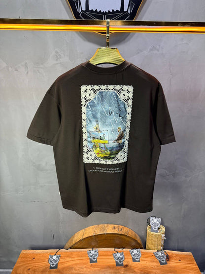 T-Shirt Oversize Brown — Illustration Peintre & Citation Poétique 5097