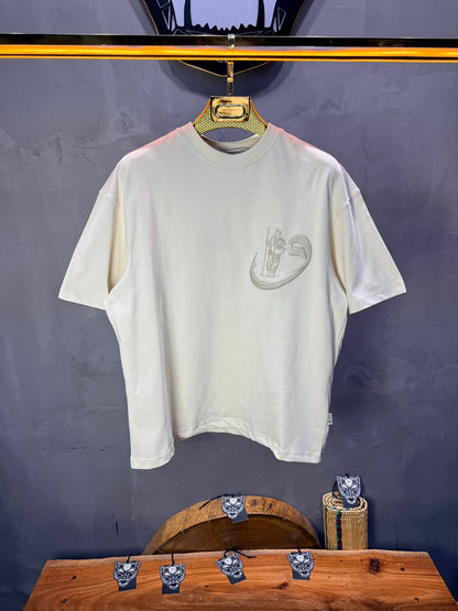 T-Shirt Oversize Beige — Calligraphie "Waw" 5105