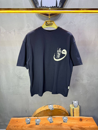 T-Shirt Oversize Navy Blue — Calligraphie "Waw" 5105
