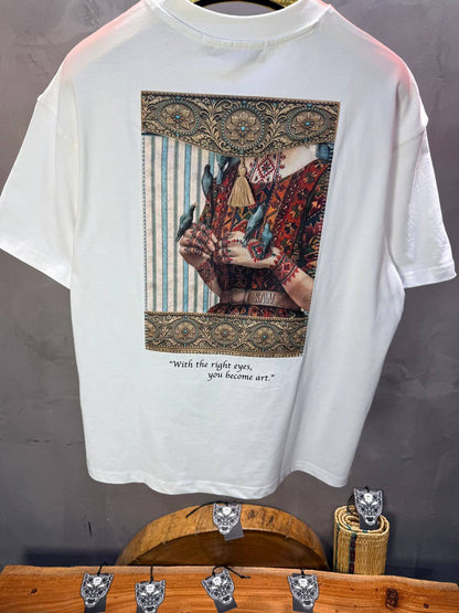 T-Shirt Oversize Blanc  — Femme Orientale 5151