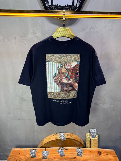 T-Shirt Oversize Navy Blue  — Femme Orientale 5151