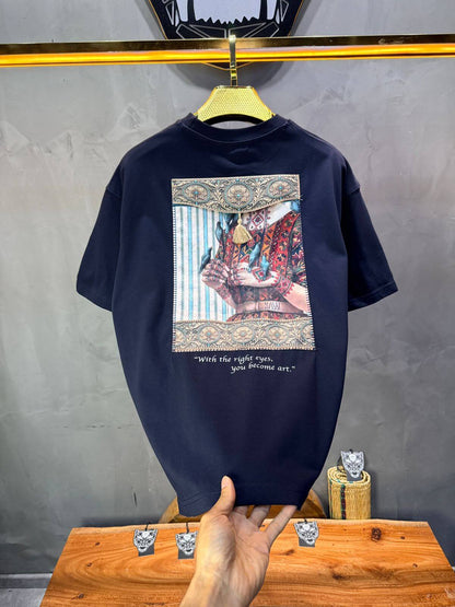 T-Shirt Oversize Navy Blue  — Femme Orientale 5151