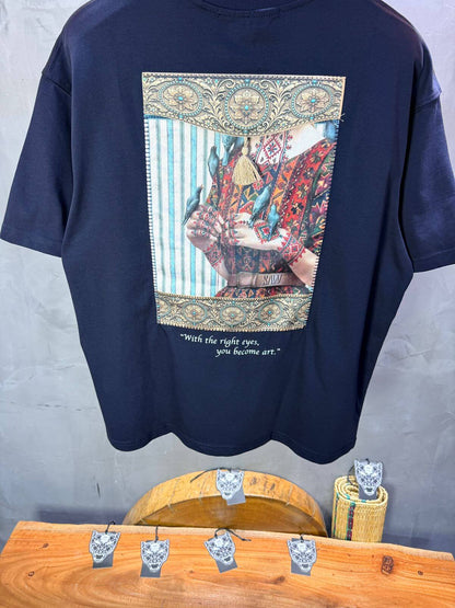 T-Shirt Oversize Navy Blue  — Femme Orientale 5151