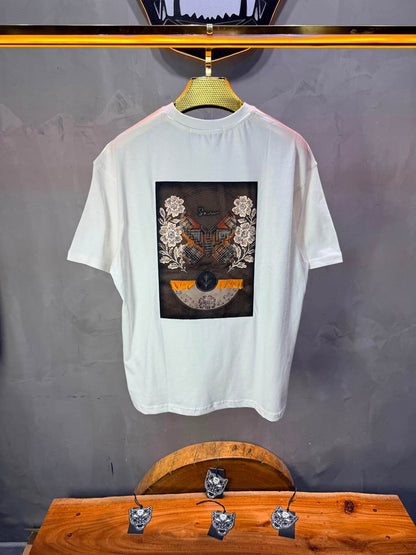 T-Shirt Oversize Floral Patch — Blanc 5159