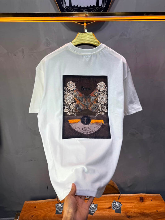 T-Shirt Oversize Floral Patch — Blanc 5159