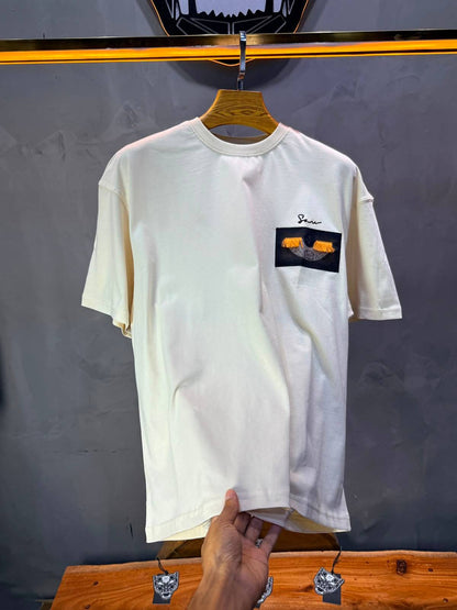 T-Shirt Oversize Floral Patch — Beige 5159