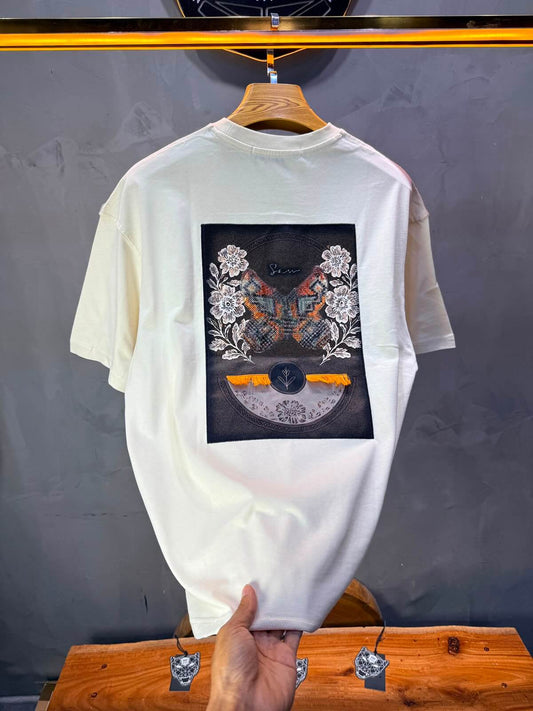 T-Shirt Oversize Floral Patch — Beige 5159