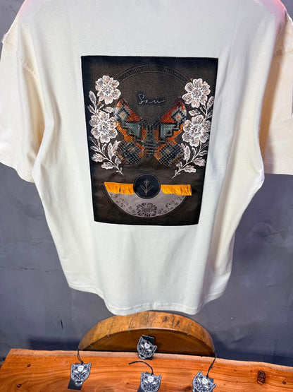 T-Shirt Oversize Floral Patch — Beige 5159