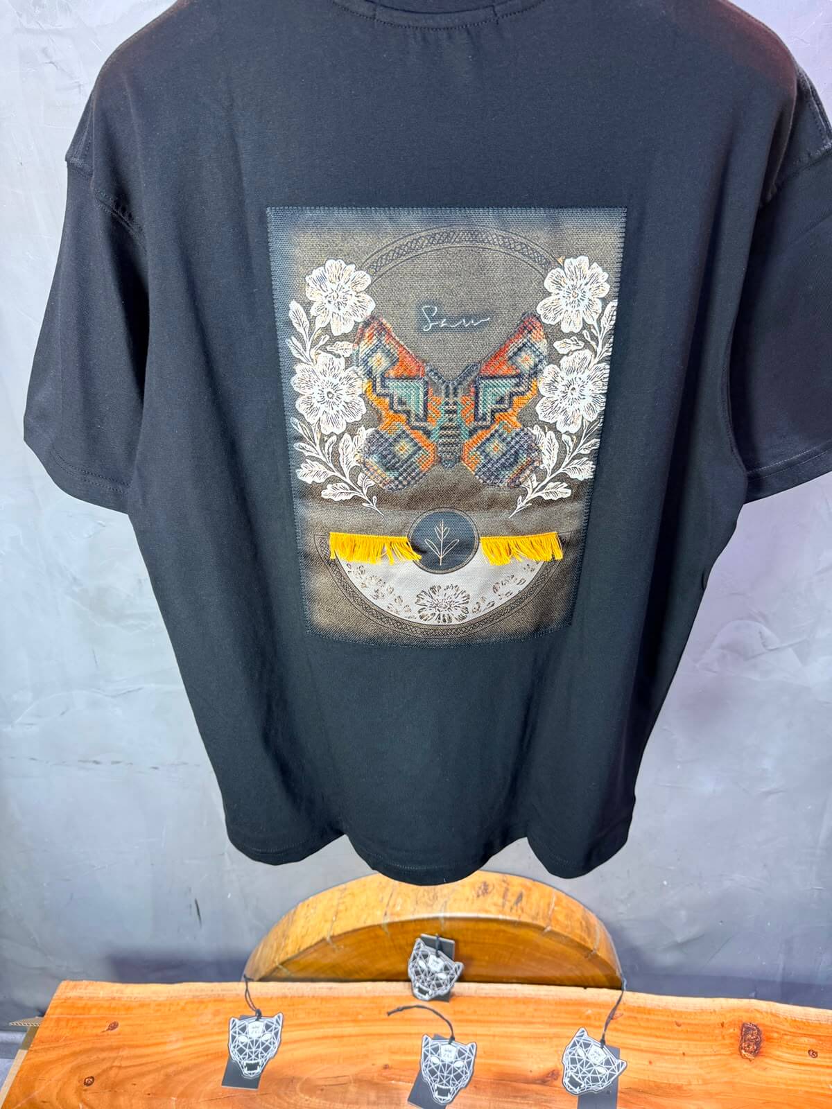 T-Shirt Oversize Floral Patch — Noir 5159