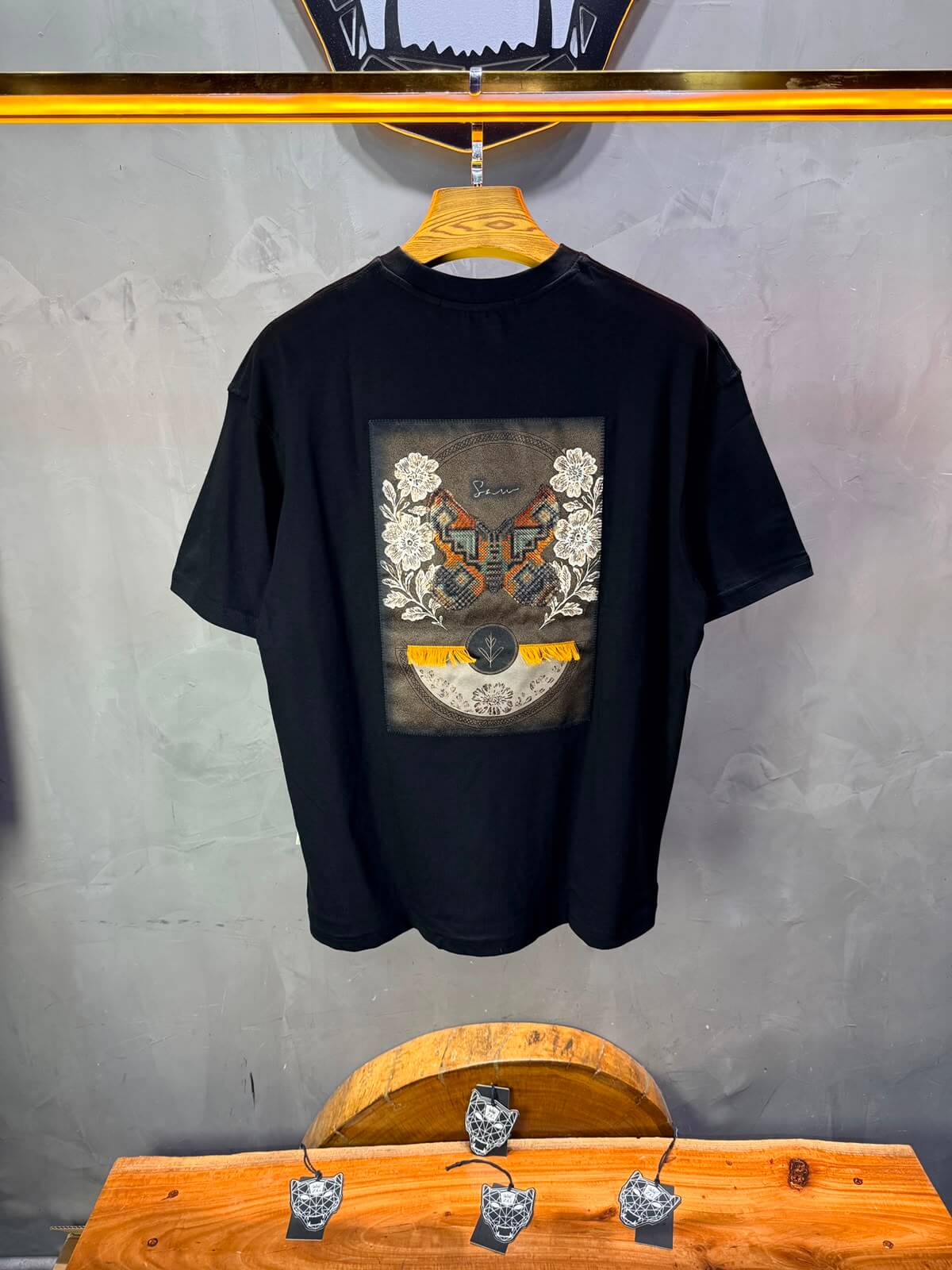 T-Shirt Oversize Floral Patch — Noir 5159