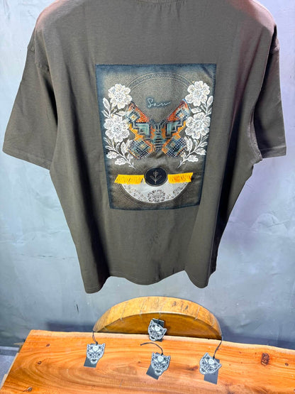 T-Shirt Oversize Floral Patch — Brown 5159