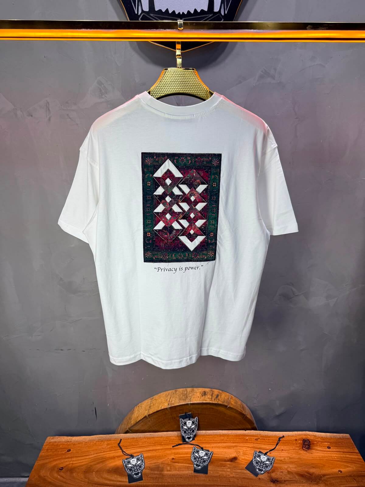 T-Shirt Oversize  Privacy is Power — Blanc 5138