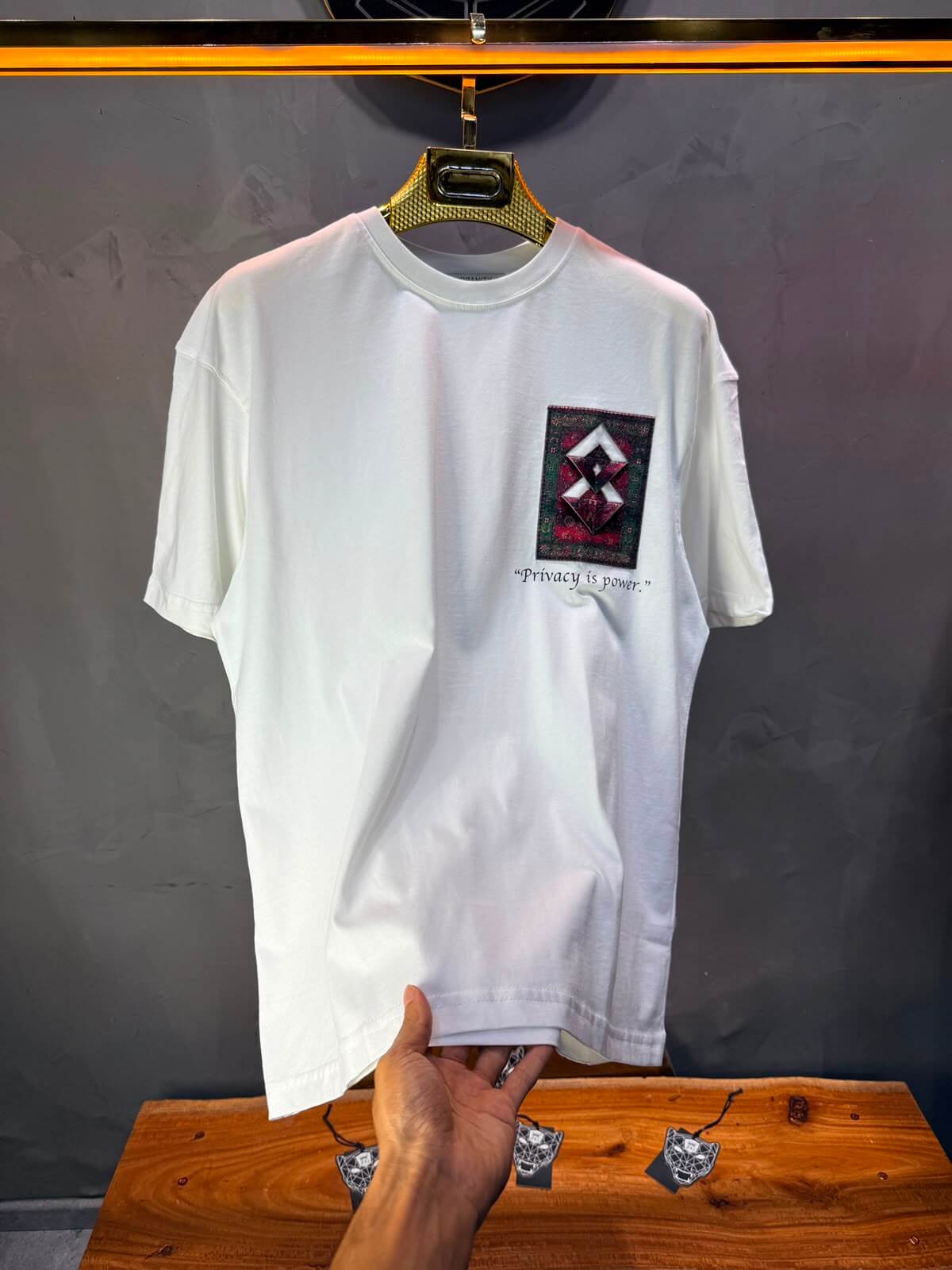 T-Shirt Oversize  Privacy is Power — Blanc 5138