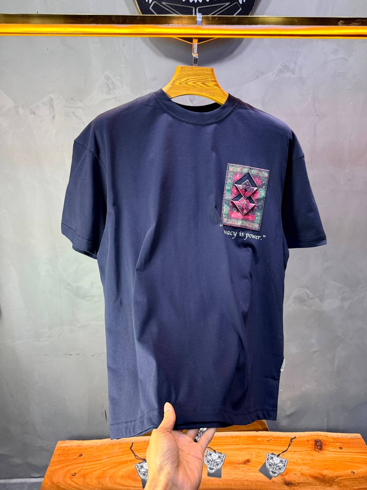 T-Shirt Oversize  Privacy is Power — Navy Blue 5138
