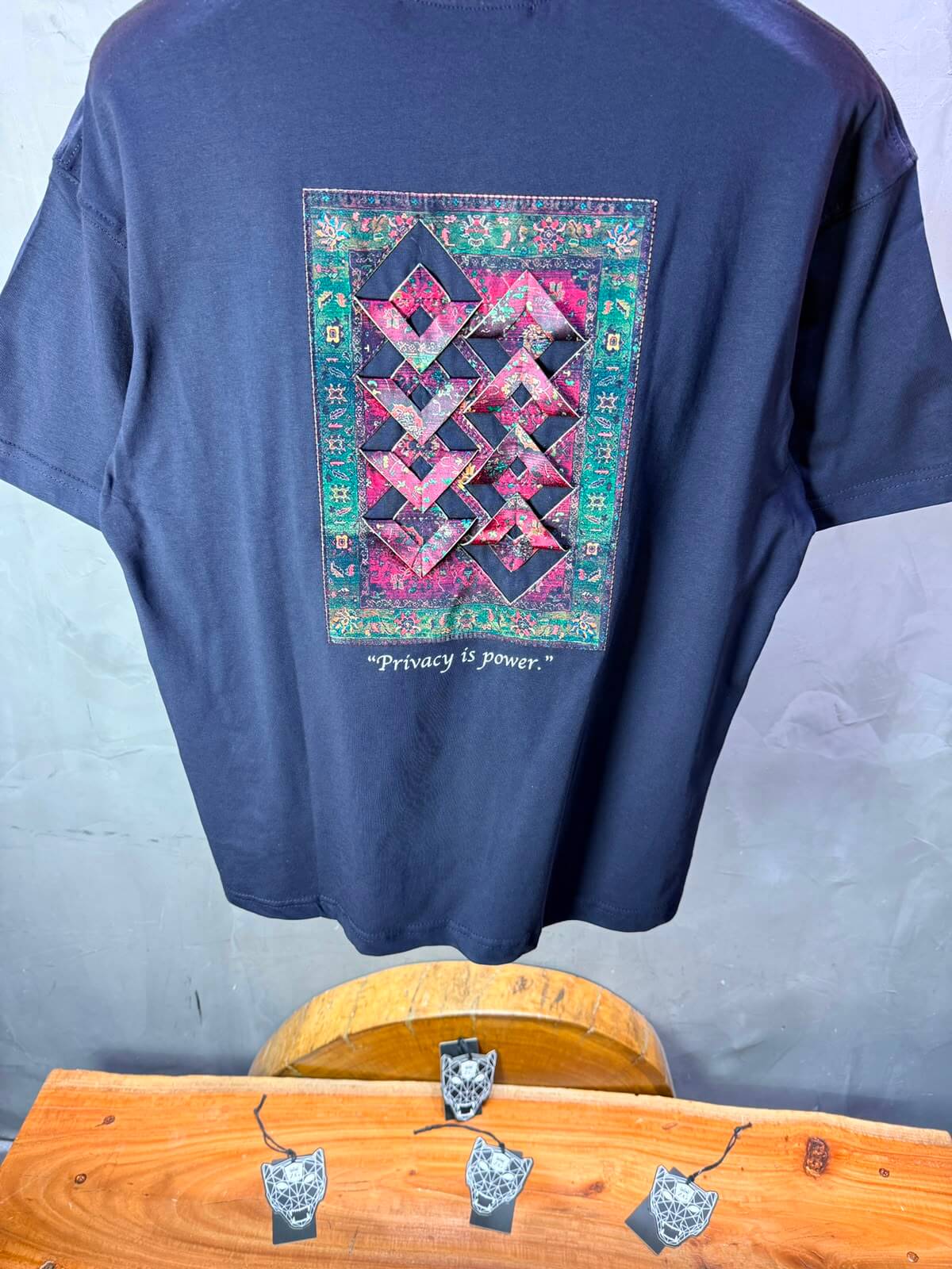 T-Shirt Oversize  Privacy is Power — Navy Blue 5138
