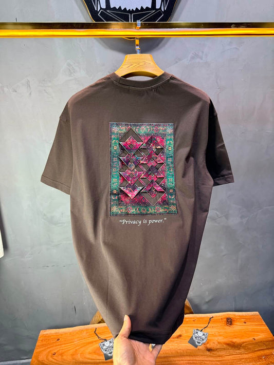T-Shirt Oversize  Privacy is Power — Brown 5138