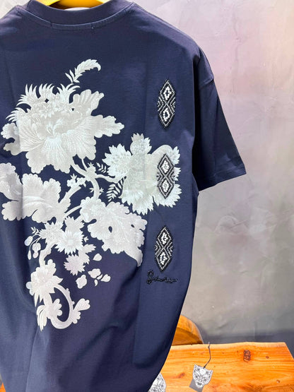 T-Shirt Oversize Urbanity Floral Baroque — Navy Blue 5121