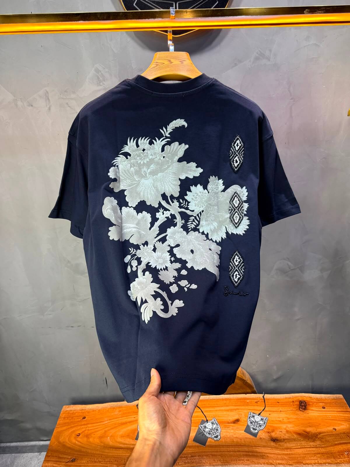 T-Shirt Oversize Urbanity Floral Baroque — Navy Blue 5121