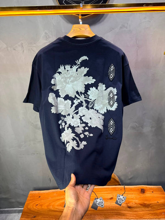 T-Shirt Oversize Urbanity Floral Baroque — Navy Blue 5121