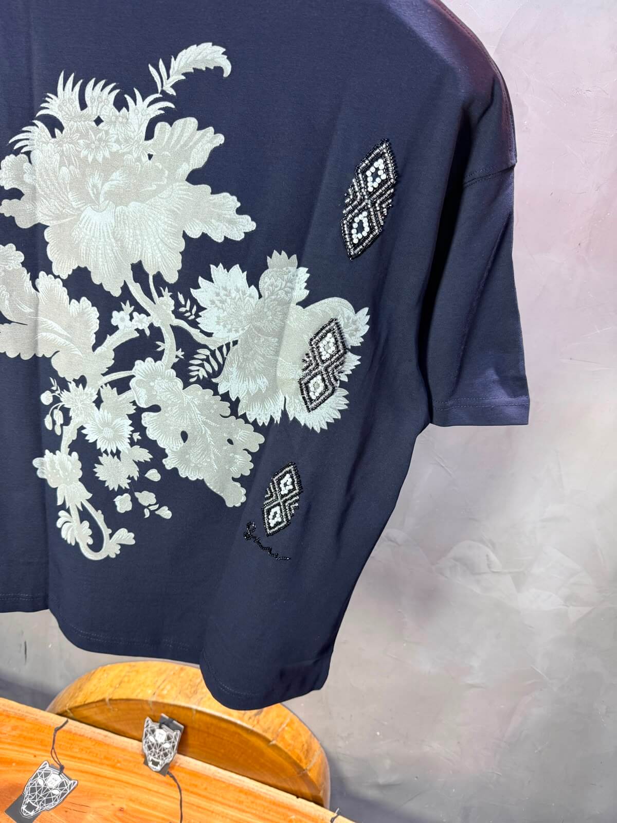 T-Shirt Oversize Urbanity Floral Baroque — Navy Blue 5121