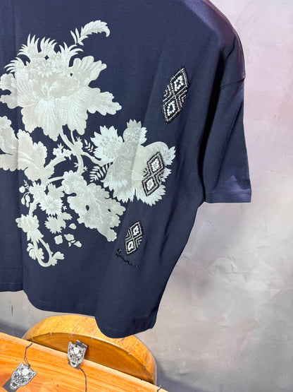 T-Shirt Oversize Urbanity Floral Baroque — Navy Blue 5121