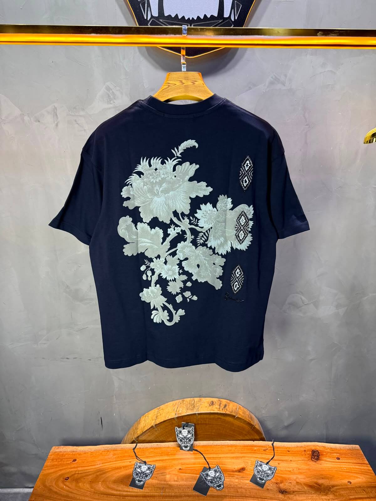 T-Shirt Oversize Urbanity Floral Baroque — Navy Blue 5121