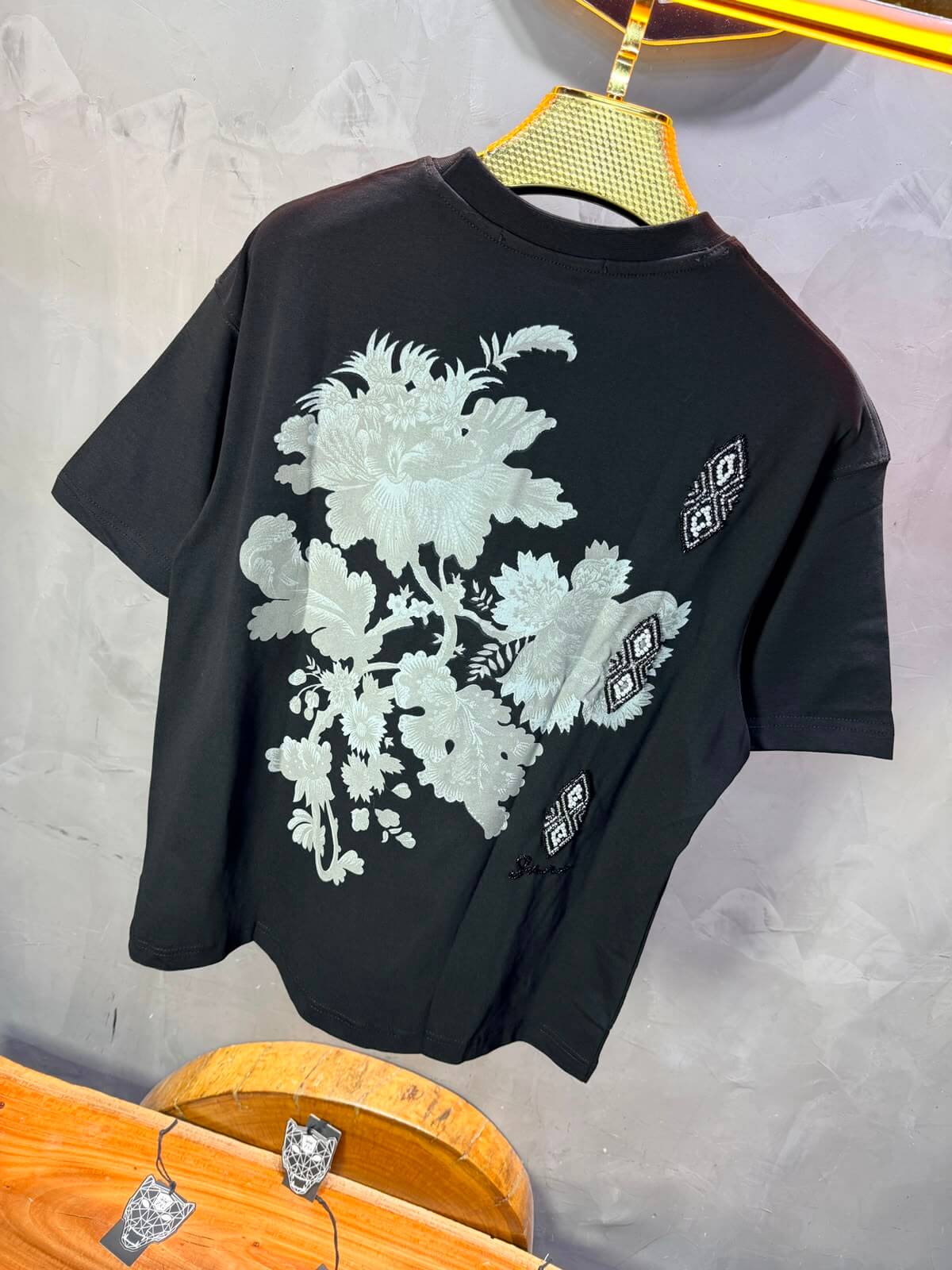 T-Shirt Oversize Urbanity Floral Baroque — Noir 5121