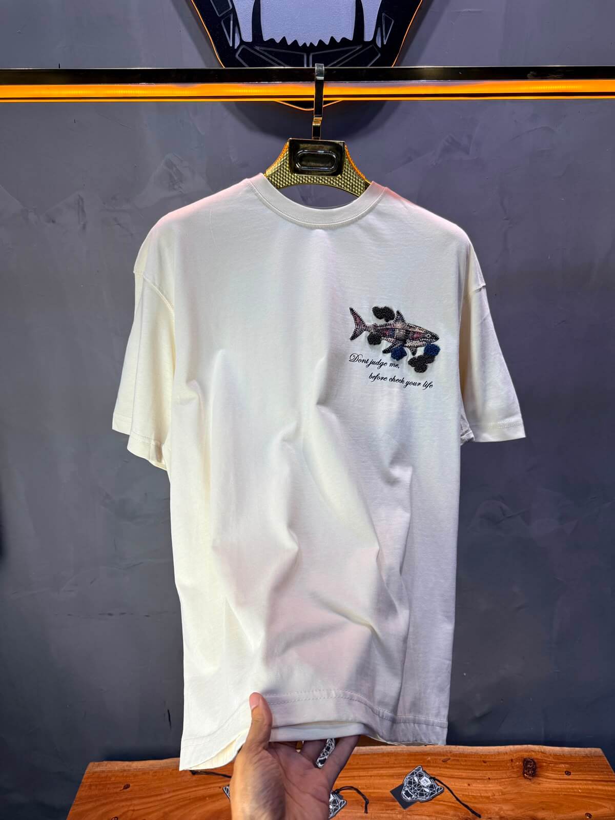 T-Shirt Oversize  Don’t Judge Me — Beige 5169